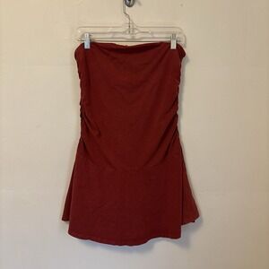 Offline‎ Aerie OG Sunlight Bodysuit Mini Dress Ruched Red Orange Preppy L